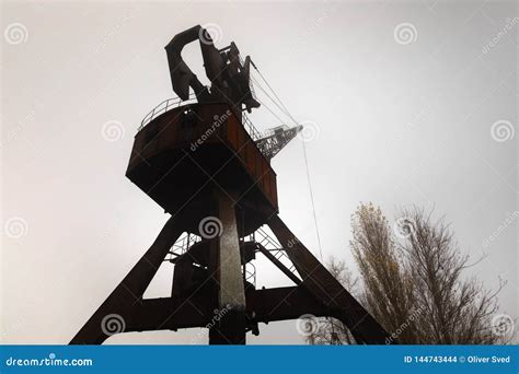 Rusty Old Industrial Dock Cranes At Chernobyl Dock 2019 Stock Photo