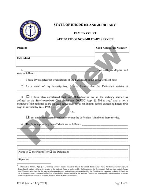 Rhode Island Affidavit Of Non Military Service Us Legal Forms