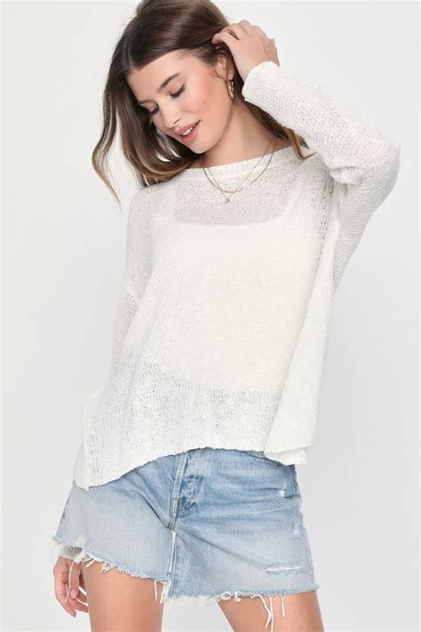 Ivory Loose Knit Sweater Backless Sweater Long Sleeve Sweater Lulus