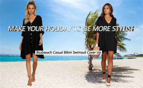 Bsubseach Casual Beach Bikini Cover Ups Women Button Down Shirt With Pocket Swimsuit Swim
