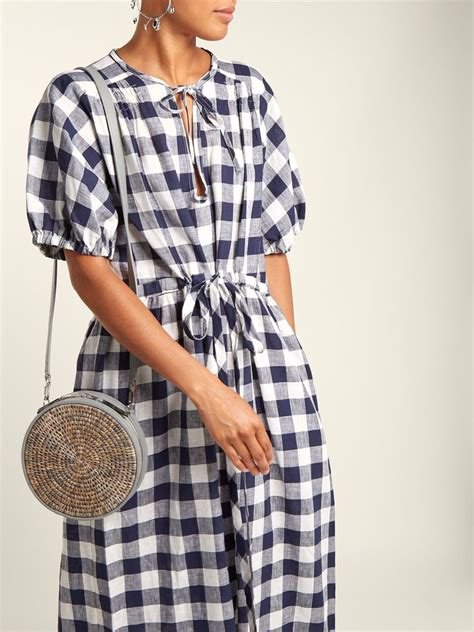 Nellie Gingham Linen Dress Lee Mathews Matchesfashion Com Dress