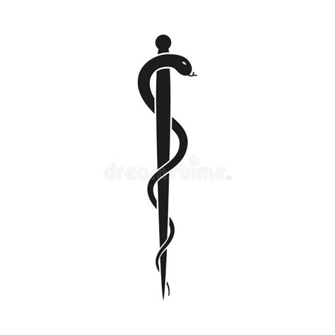 Snake With Stick Medical Symbol Isolated On White Stock Vector