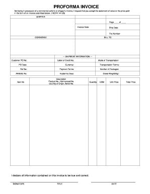 Proforma Invoice Pdf Fill Online Printable Fillable Blank Pdffiller