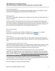 CPSC 304 Introduction To Relational Databases Course Overview