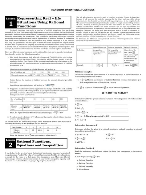 Rational Functions | PDF