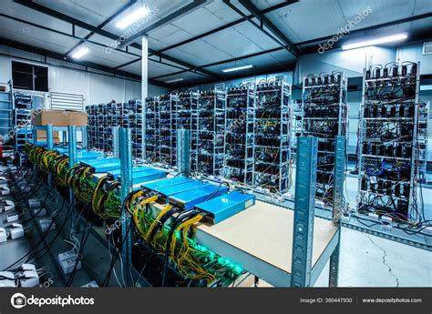 Bitcoin Crypto Mining Farm Big Data Center High Tech Server Stock Photo