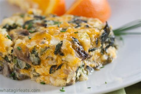 Cheesy Mushroom Spinach Egg Casserole What A Girl Eats