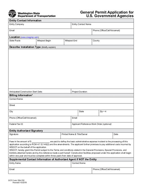 Fillable Online Wsdot Wa Dot Form Application Instructions For