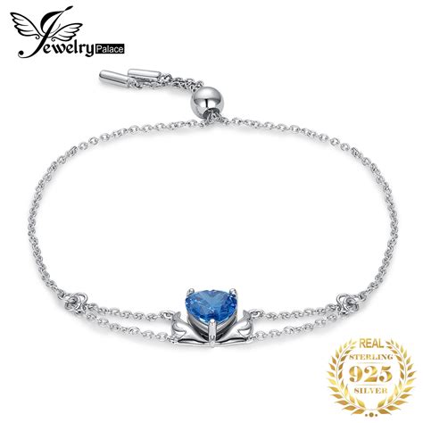 Jewelrypalace New Arrival Angel Wing Love Heart Blue Gemstone