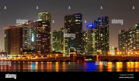 Miami night. Downtown Miami skyline at dusk, Florida Stock Photo - Alamy