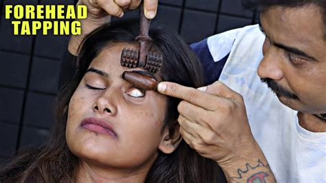 Head Massage And Forehead Tapping With Wooden Tools Loud Neck Cracking