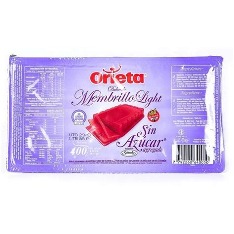 DULCE DE MEMBRILLO SIN AZUCAR AGREGADA X 400G ORIETA