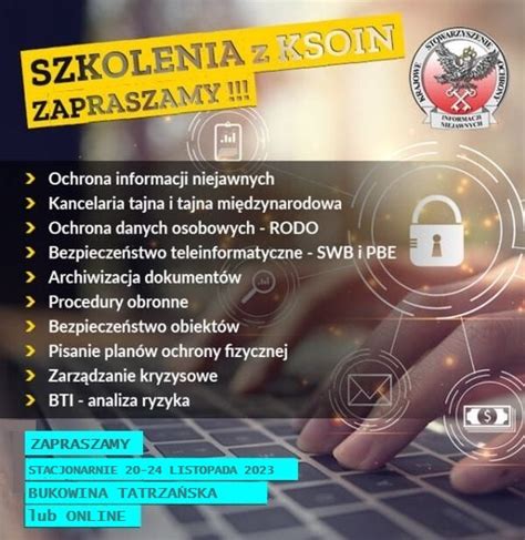 Nasza Oferta Szkoleniowa W Listopadzie Krajowe Stowarzyszenie Ochrony