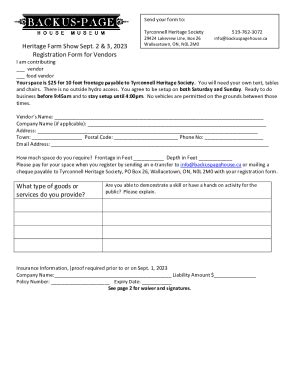 Fillable Online Heritage Farm Show Sept 2 3 2023 Registration Form