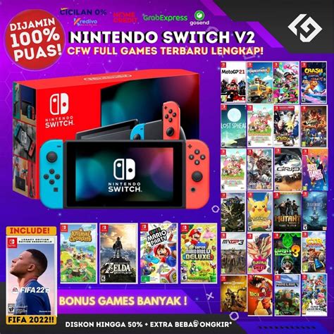 Jual Nintendo Switch V2 Cfw Full Games Nintendo 128gb 256gb 512gb