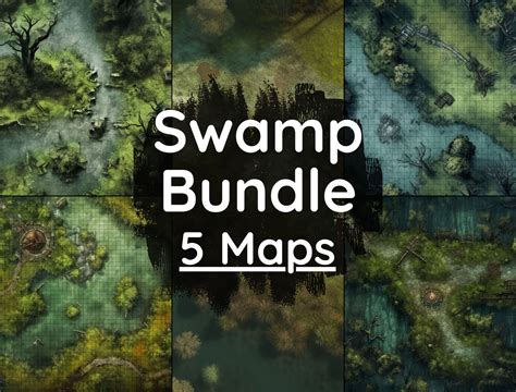 Dnd Swamp Battle Map Bundle 5 Dandd Digital Battlemaps Dungeons And Dragons Battle Maps Roll20