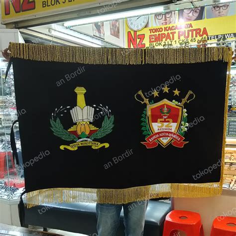 Jual Bendera Pataka Bordir Custom Dua Logo Ukuran X Cm Jakarta