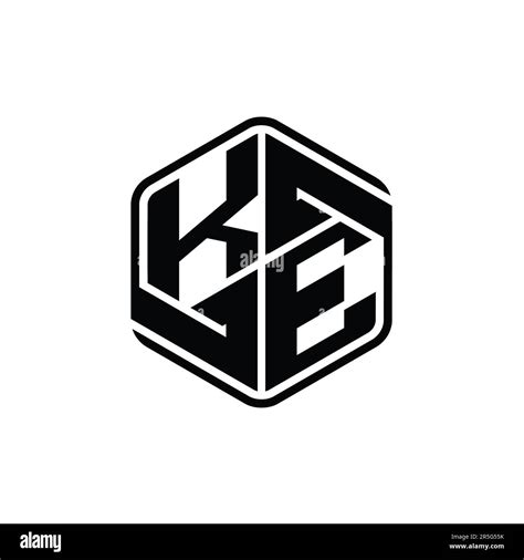 Ke Letter Logo Monogram Hexagon Shape With Ornament Abstract Isolated