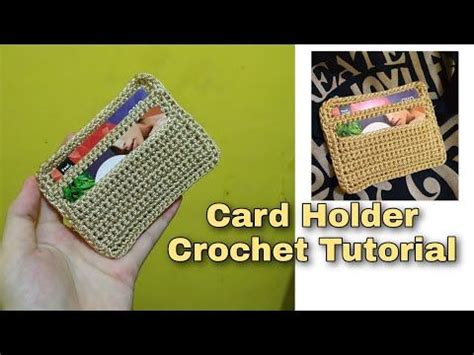 A Crocheted Card Holder Is Shown In Two Different Pictures