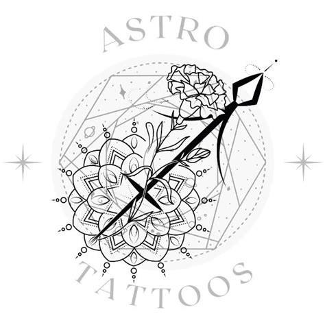 Carnation Mandala Sagittarius Tattoo Design - Astro Tattoos