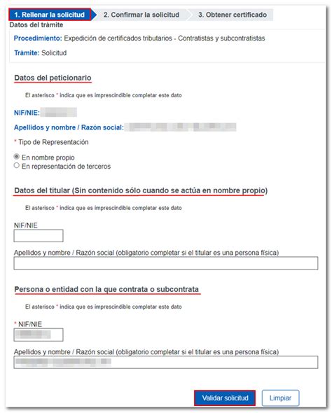 Agencia Tributaria Solicitud De Un Certificado De Contratistas Y