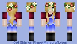 нιρѕтєя girl with ƒℓσωєя crown and Overalls. Minecraft Skin