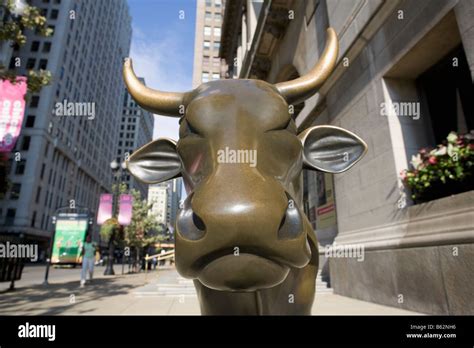 Close Up Of The Bronze Statue Of A Cow Hanig Cow Chicago Illinois