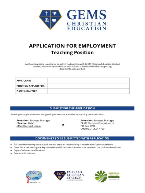 Fillable Online GEMS General Teachers Application Form Fax Email Print