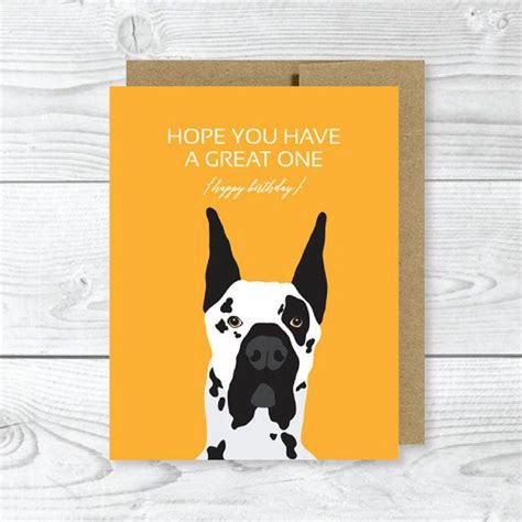 Funny Dog Card Great Dane Birthday Card By Uluckygirl On Etsy Great