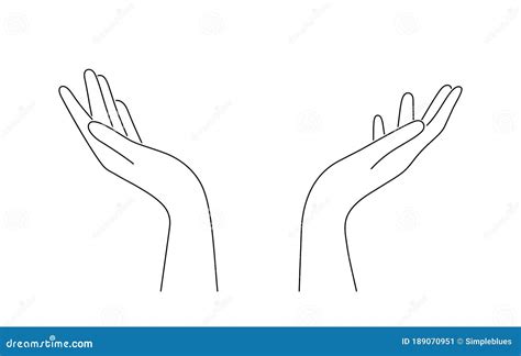 Hand Drawn Outline Cupped Hands Stock Vector Illustration Of Donation Girl 189070951