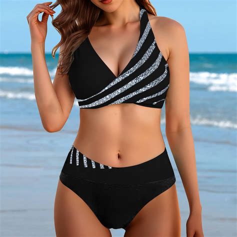 Black Swim Suits For Women Womens Adjustable Bikini Bra Shorts Bikini Swimsuit Split