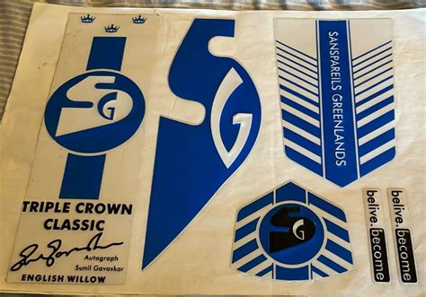 Sg Triple Crown Classic Cricket Bat 3d Embossed Sticker Blue Sunil