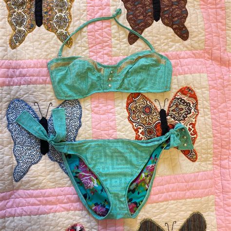 Betsey Johnson Swim Bikini Matching Set Blue Depop