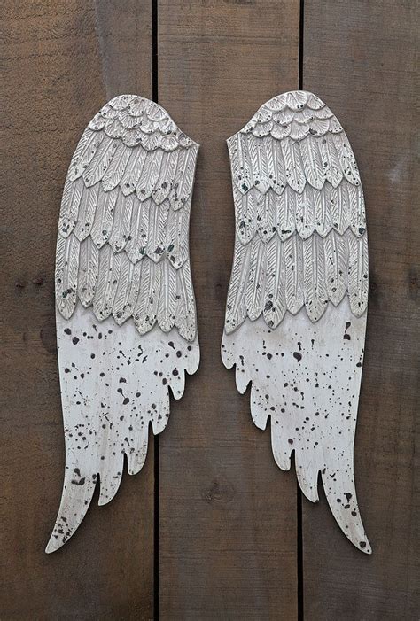 Home Accents Small Decorative Angel Wings In Distressed Grey Grey Wooden Angel Wings Wood