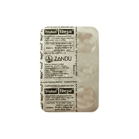 Zandu Trishun Tablet strip of 6 tablets - HealThyRam.com