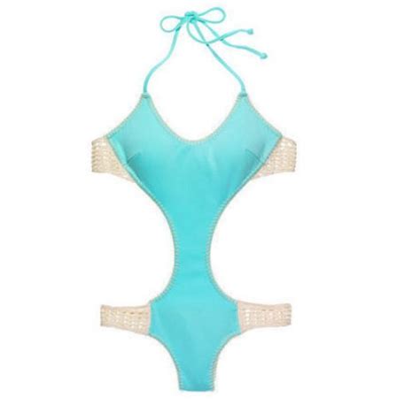 Nwt Victorias Secret Surf Crochet Monokini One Piece Bathing Swim Suit Seafoam L Ebay