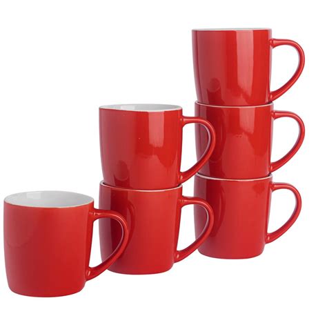 350ml Red Coloured Coffee Mugs Pack