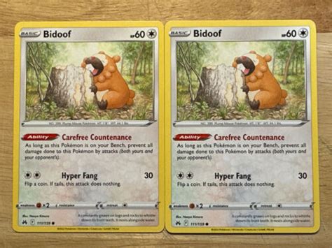 2x Bidoof 111 159 Non Holo Crown Zenith Nm M Pokemon Card Ebay