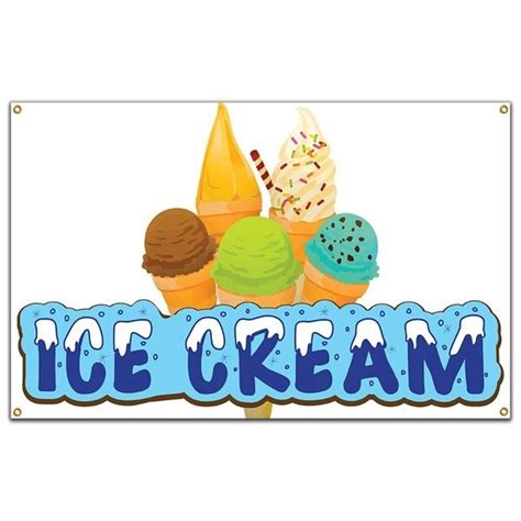 Signmission Ice Cream Banner Concession Stand Food Truck Single Sided B