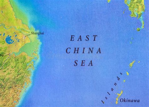 Geographic Map of East China Sea Stock Image - Image of closeup, asian ...