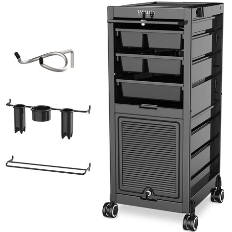 TASALON Lockable Salon Cart - Beauty Salon Trolley Rolling Cart with 6 ...