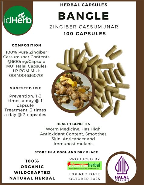 100 500 Capsules Of Zingiber Cassumunar Bangle Bulei Plai 600 Mg Pure Natural Herbal Capsule