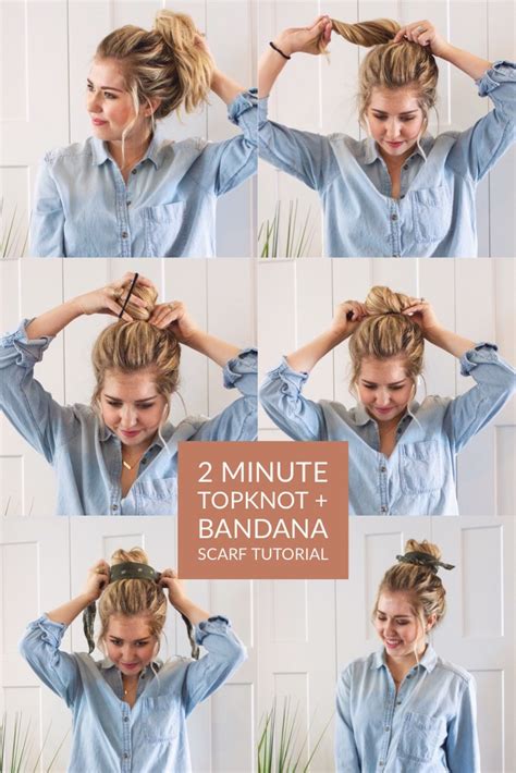 2 Minute Topknot + Bandana Scarf Tutorial — Adrianna Bohrer