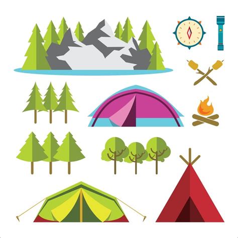 Camping diseño de vectores de ilustración plana Vector Premium