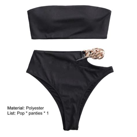 MAILLOT DE BAIN Suit De La Baignade Set Sans Fil Bande Bande Bandeau Bikini Style Black Black