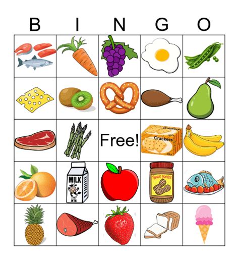 Nutrition Bingo Card