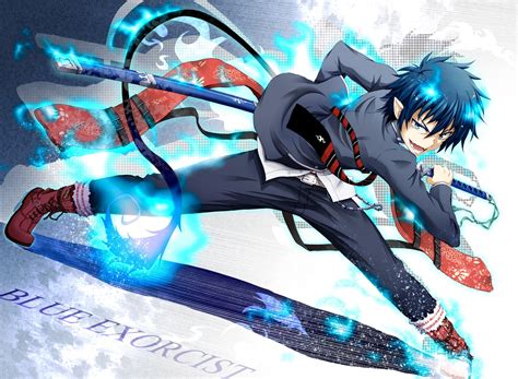 Wallpaper Ilustrasi Anime Biru Exorcist Okumura Rin Mecha