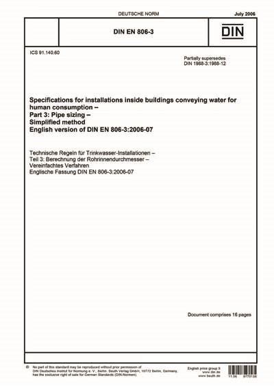 DIN EN 806-3:2006 - Specifications for installations inside buildings ...