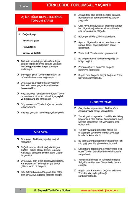 SOLUTION 11 Sinif Secmeli Tarih 2 Unite Turklerde Toplumsal Yasanti