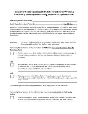 Fillable Online CCR Certification Form Template For Wyoming Systems